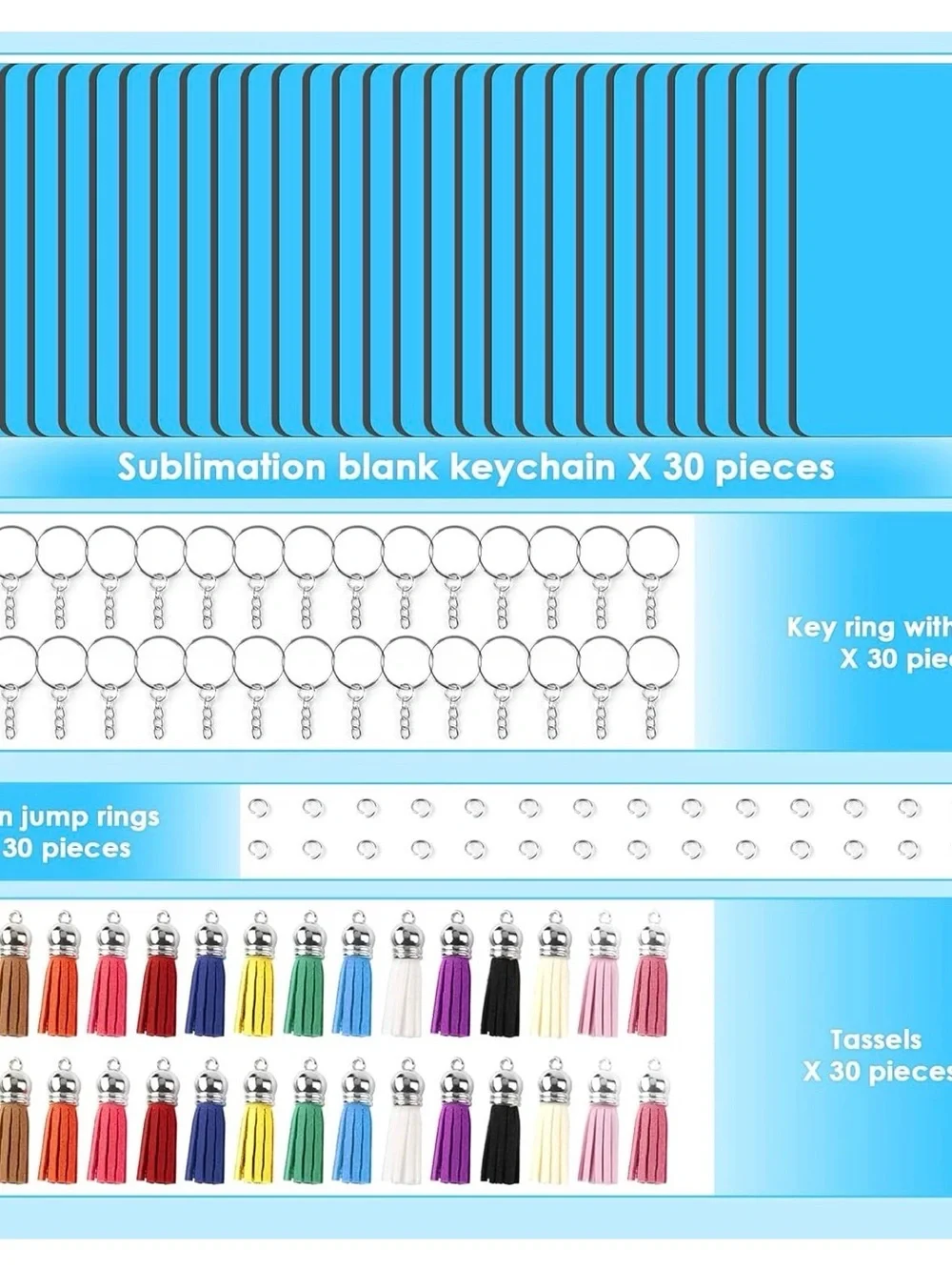HTVRONT Sublimation Keychain Blanks Assorted Shapes DIY Craft Kit – New